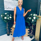 Frankie Pleated Midi Dress Cobalt