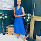 Frankie Pleated Midi Dress Cobalt