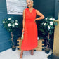 Frankie Pleated Midi Dress Orange