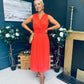 Frankie Pleated Midi Dress Orange