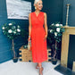 Frankie Pleated Midi Dress Orange