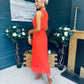 Frankie Pleated Midi Dress Orange
