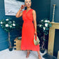 Frankie Pleated Midi Dress Orange