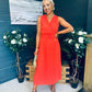 Frankie Pleated Midi Dress Orange