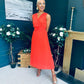 Frankie Pleated Midi Dress Orange
