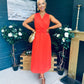 Frankie Pleated Midi Dress Orange