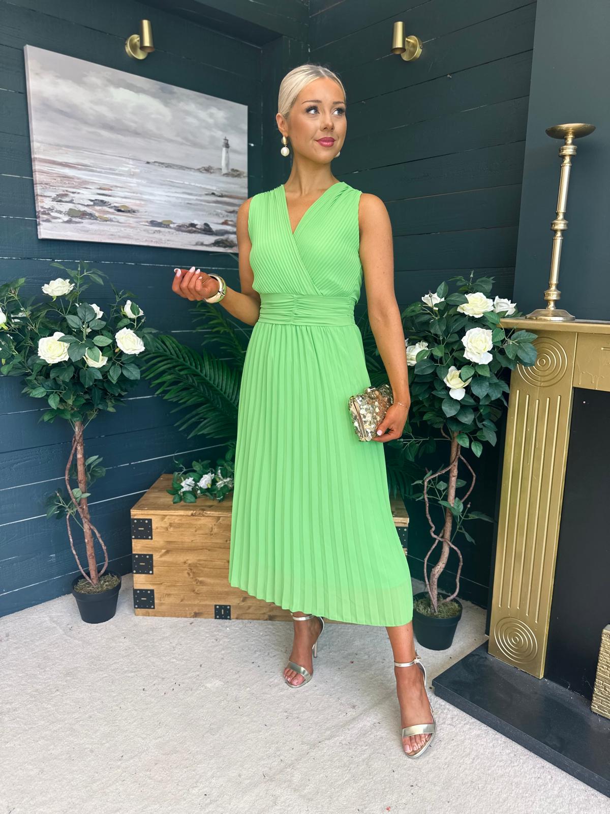 Frankie Pleated Midi Dress Apple