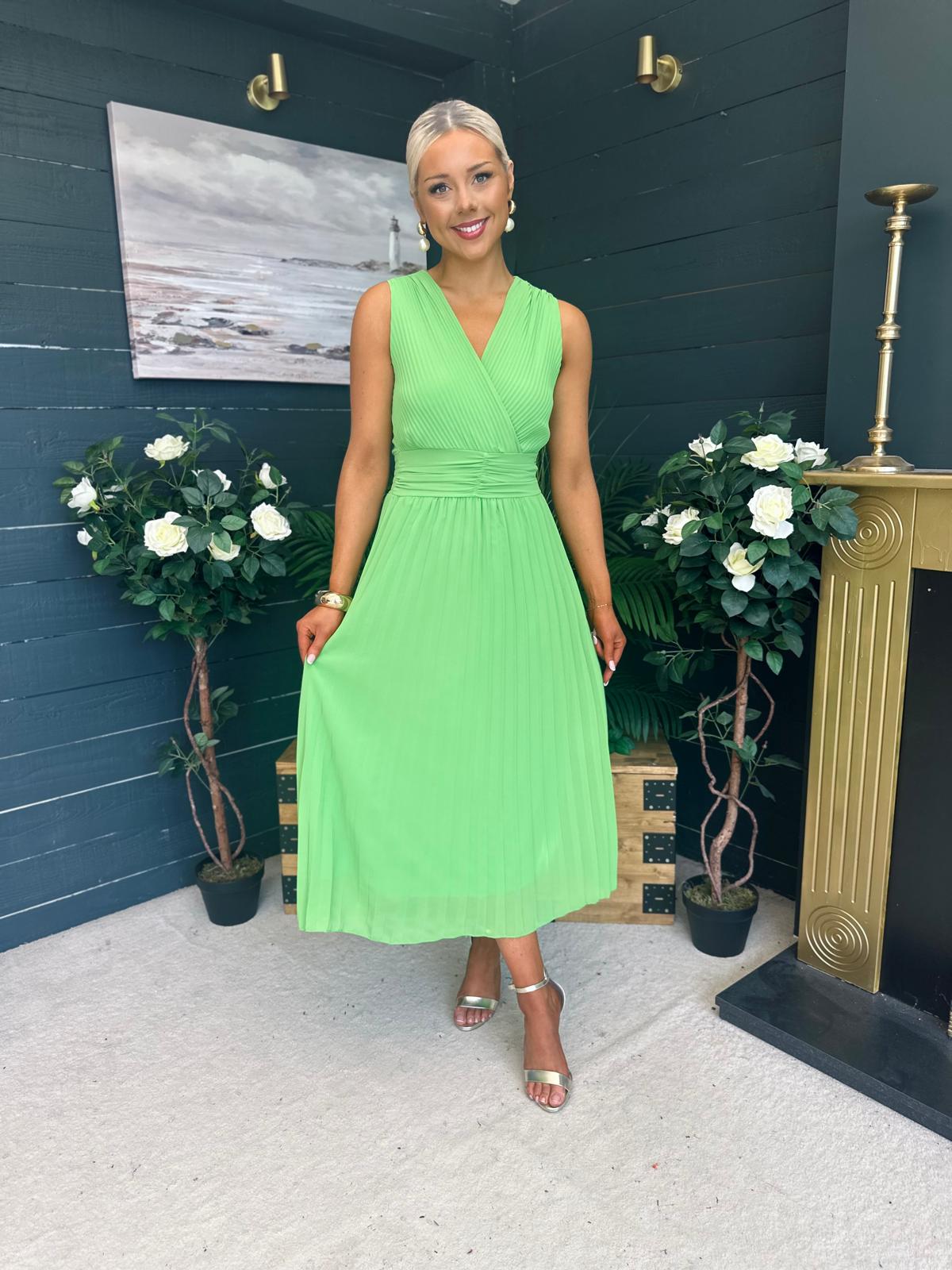 Frankie Pleated Midi Dress Apple