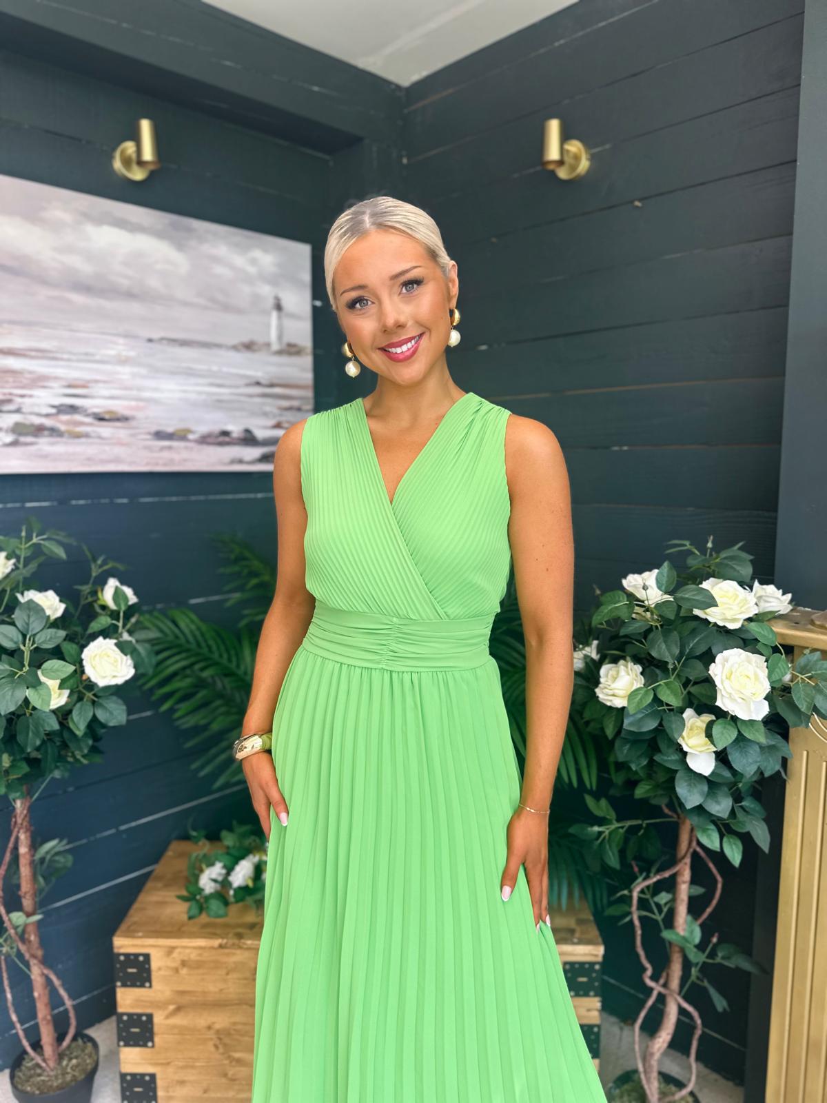 Frankie Pleated Midi Dress Apple