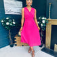 Frankie Pleated Midi Dress Hot Pink