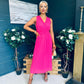 Frankie Pleated Midi Dress Hot Pink