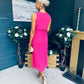Frankie Pleated Midi Dress Hot Pink
