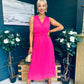 Frankie Pleated Midi Dress Hot Pink