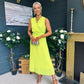Frankie Pleated Midi Dress Lime