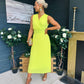 Frankie Pleated Midi Dress Lime