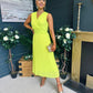 Frankie Pleated Midi Dress Lime