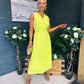 Frankie Pleated Midi Dress Lime