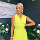 Frankie Pleated Midi Dress Lime