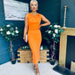 Liz Pearl Detailed Occasion Dress Orange