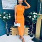 Liz Pearl Detailed Occasion Dress Orange