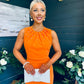 Liz Pearl Detailed Occasion Dress Orange