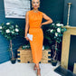 Liz Pearl Detailed Occasion Dress Orange