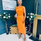 Liz Pearl Detailed Occasion Dress Orange