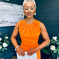 Liz Pearl Detailed Occasion Dress Orange