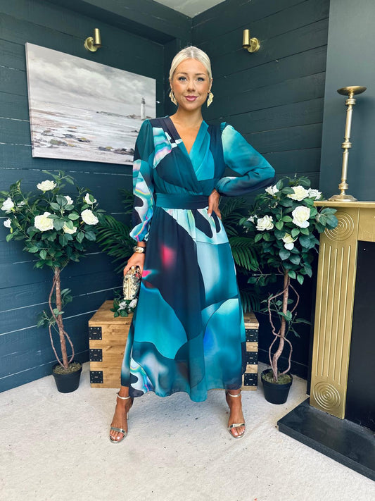 Tara Banded Midi Dress Green