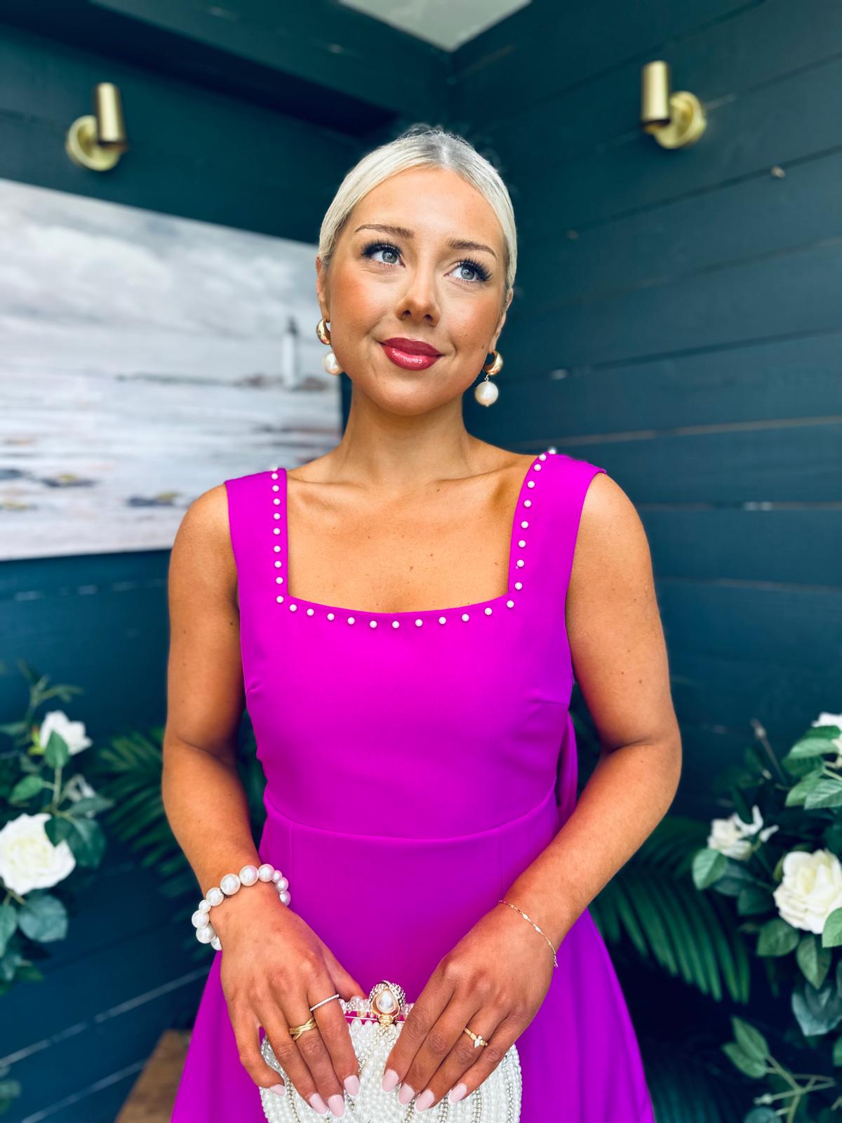 Colleen Peal & Bow Detail Mini Dress Orchid