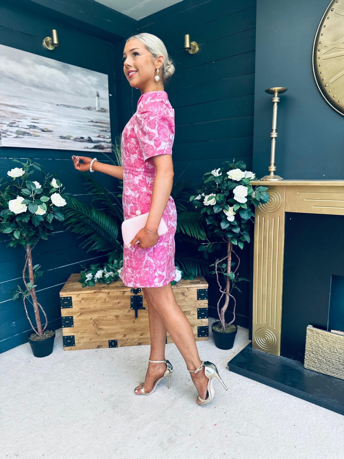 Fibi Puff Sleeve Mini Dress Fuchsia