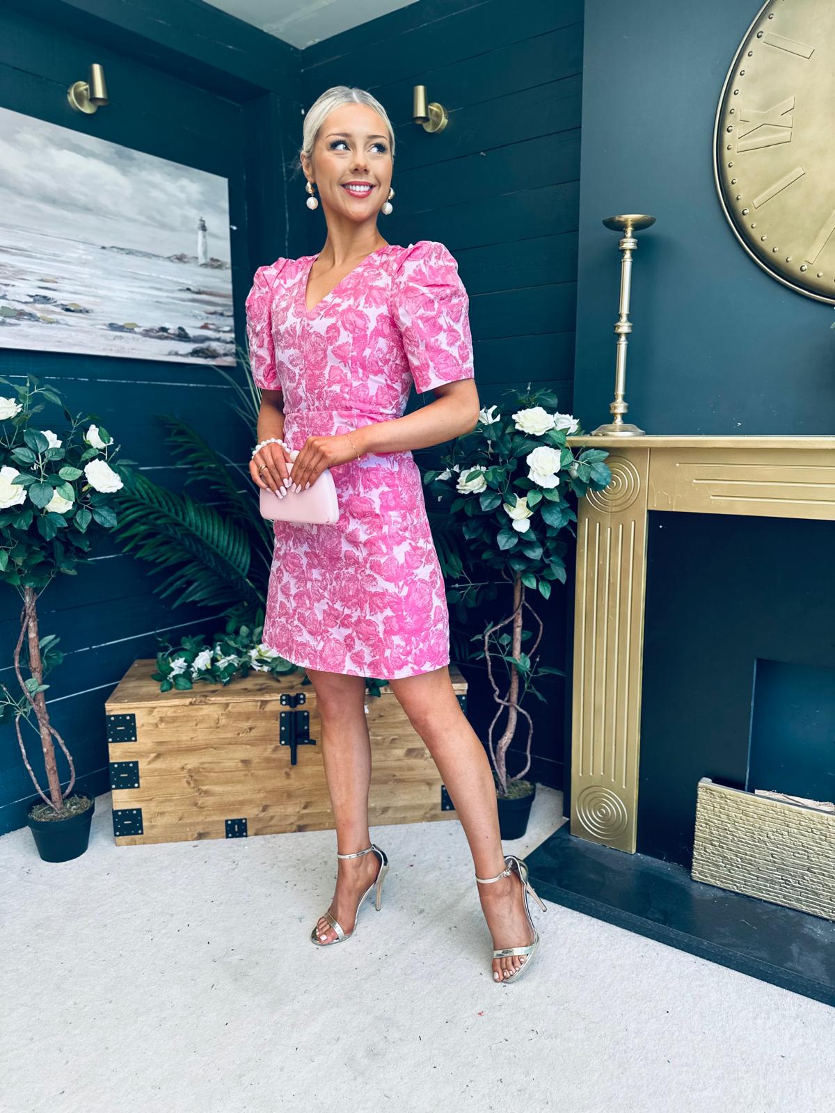 Fibi Puff Sleeve Mini Dress Fuchsia