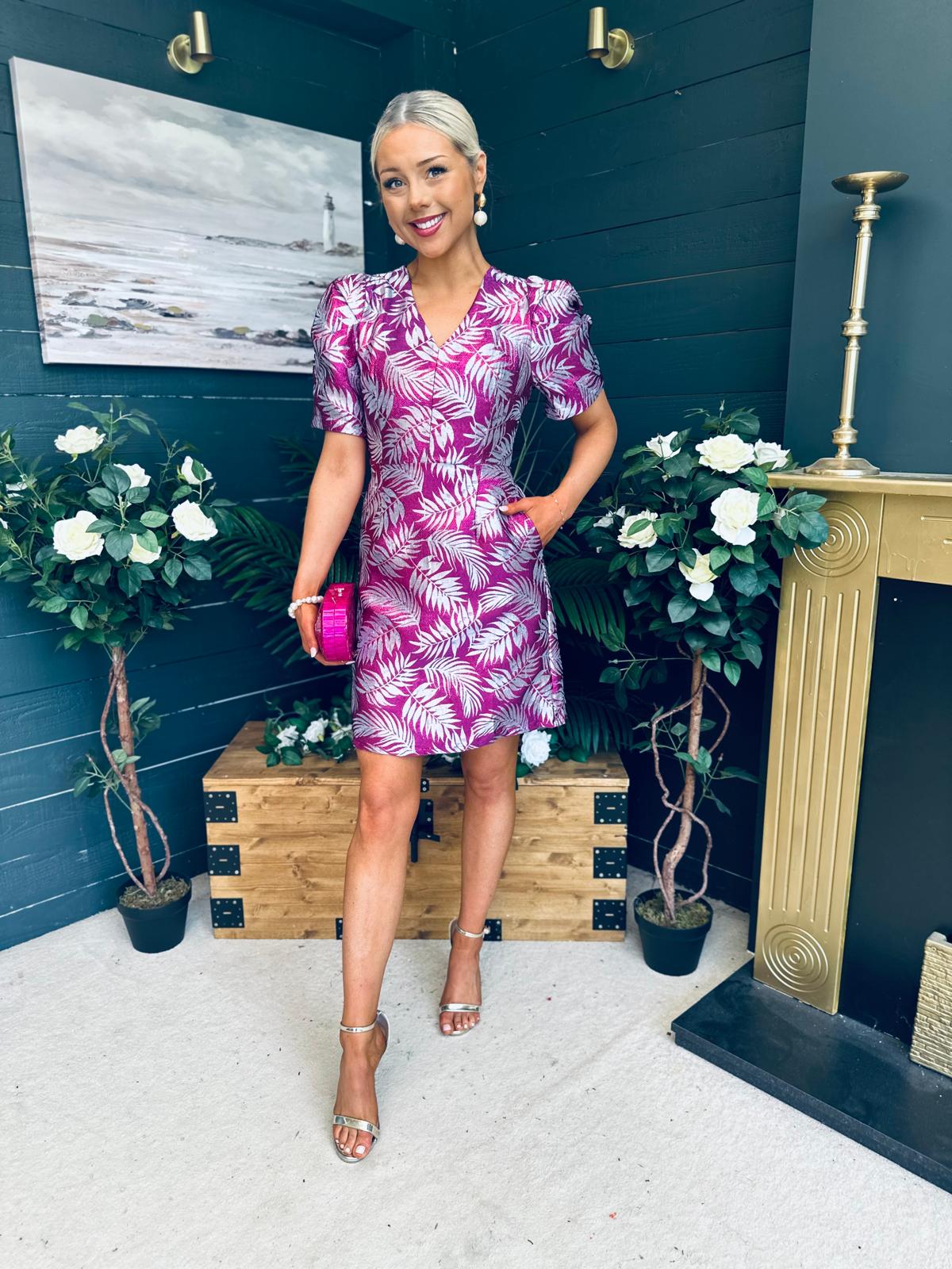 Fibi Puff Sleeve Mini Dress Purple