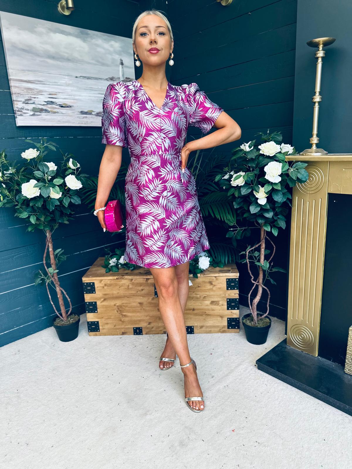 Fibi Puff Sleeve Mini Dress Purple