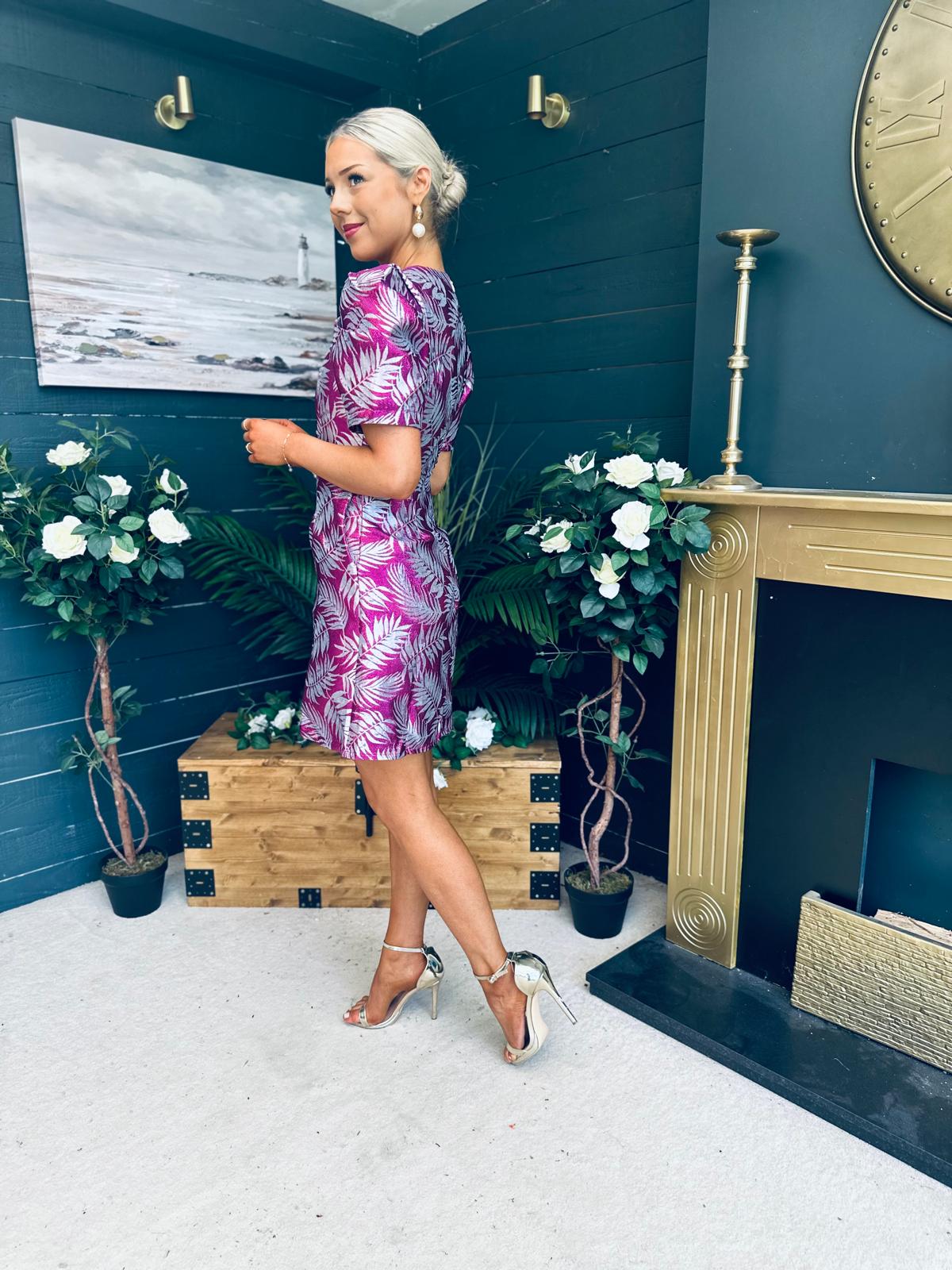 Fibi Puff Sleeve Mini Dress Purple