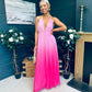 Steff Halterneck Occasion Dress Ombre Fuchsia