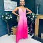 Steff Halterneck Occasion Dress Ombre Fuchsia