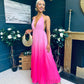 Steff Halterneck Occasion Dress Ombre Fuchsia
