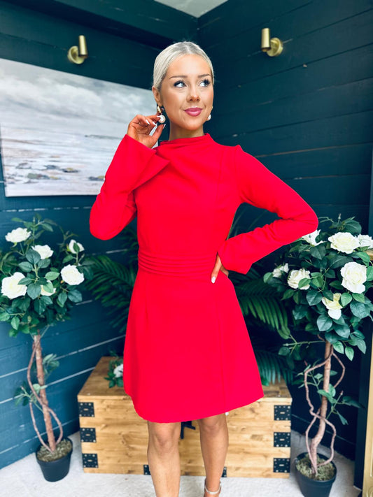 Harlow Detailed Mini Dress Red