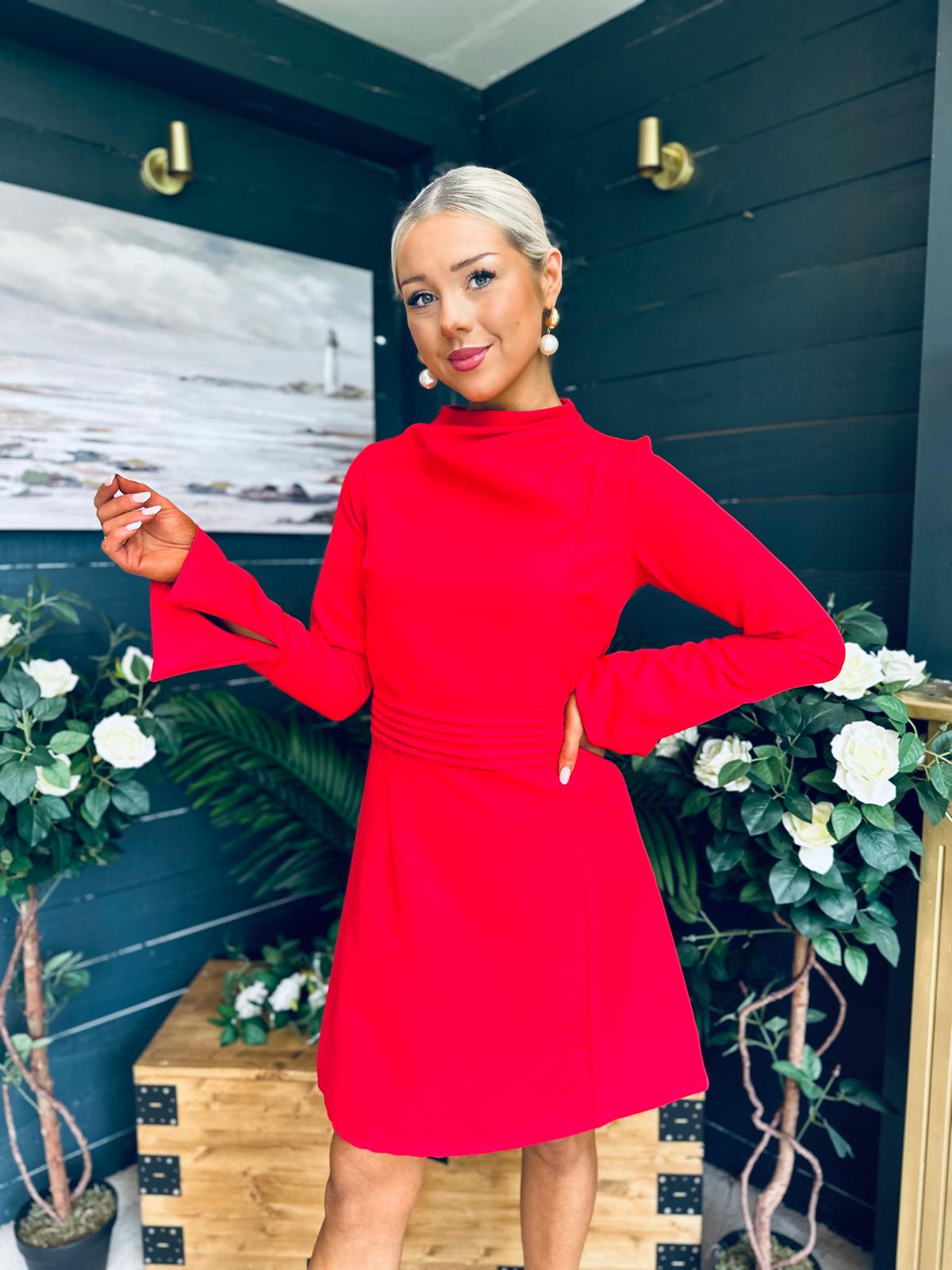 Harlow Detailed Mini Dress Red