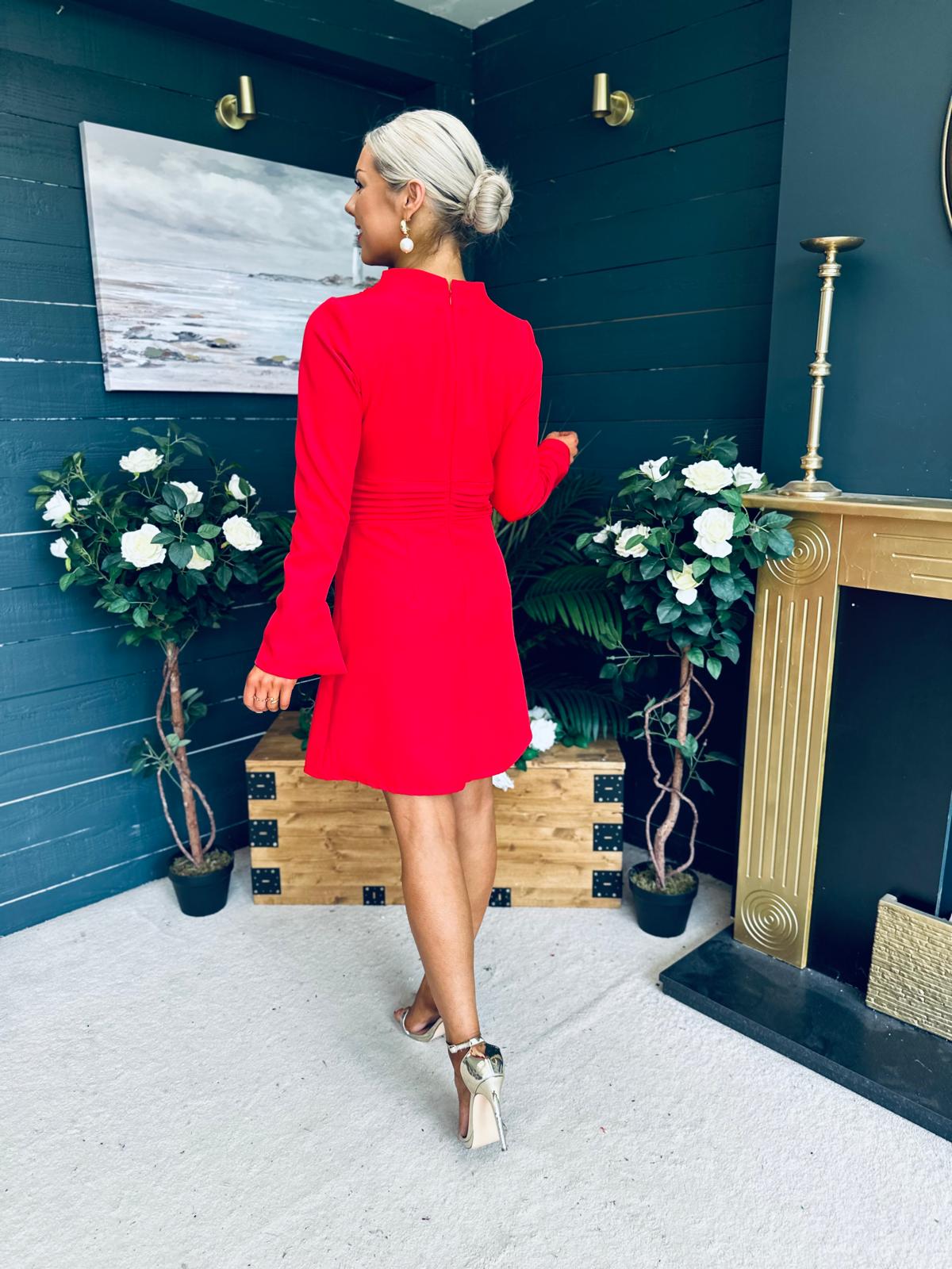 Harlow Detailed Mini Dress Red