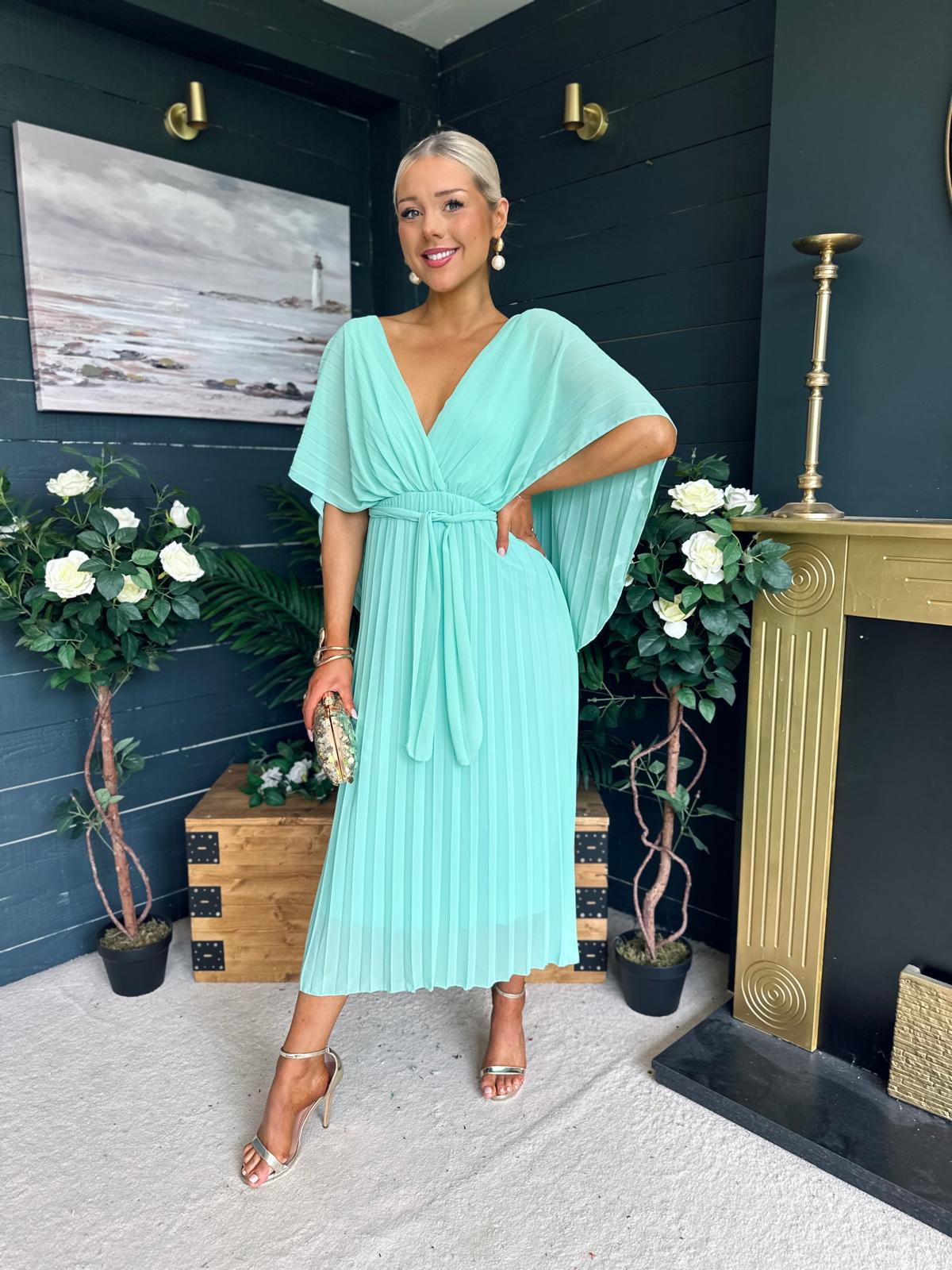 Caoimhe Cape Detail Occasion Dress Pastel