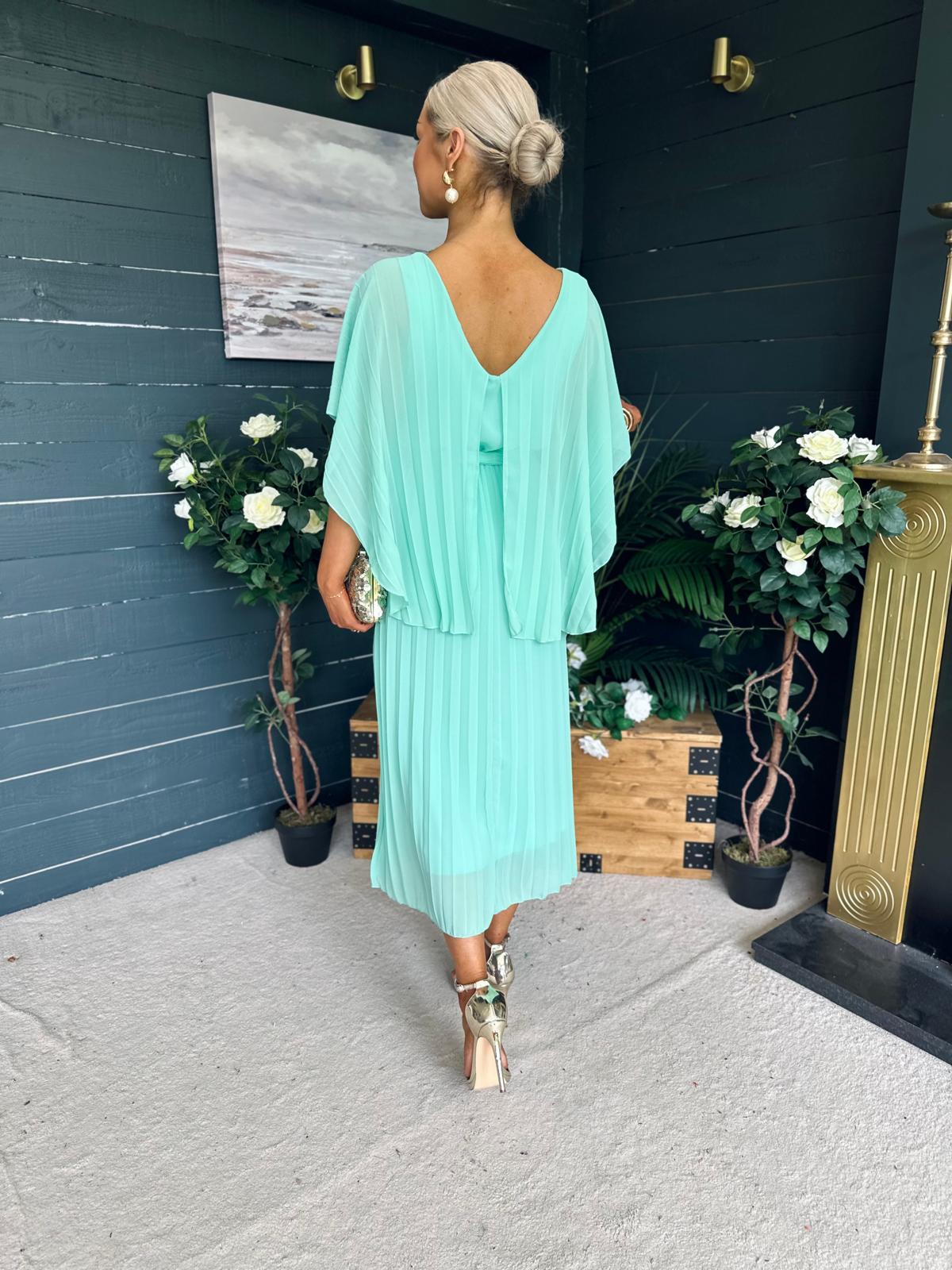 Caoimhe Cape Detail Occasion Dress Pastel