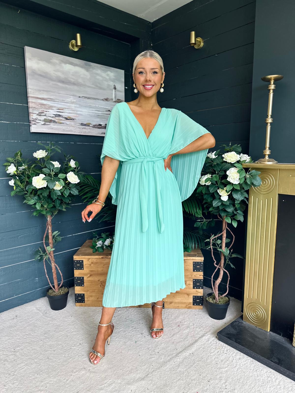 Caoimhe Cape Detail Occasion Dress Pastel
