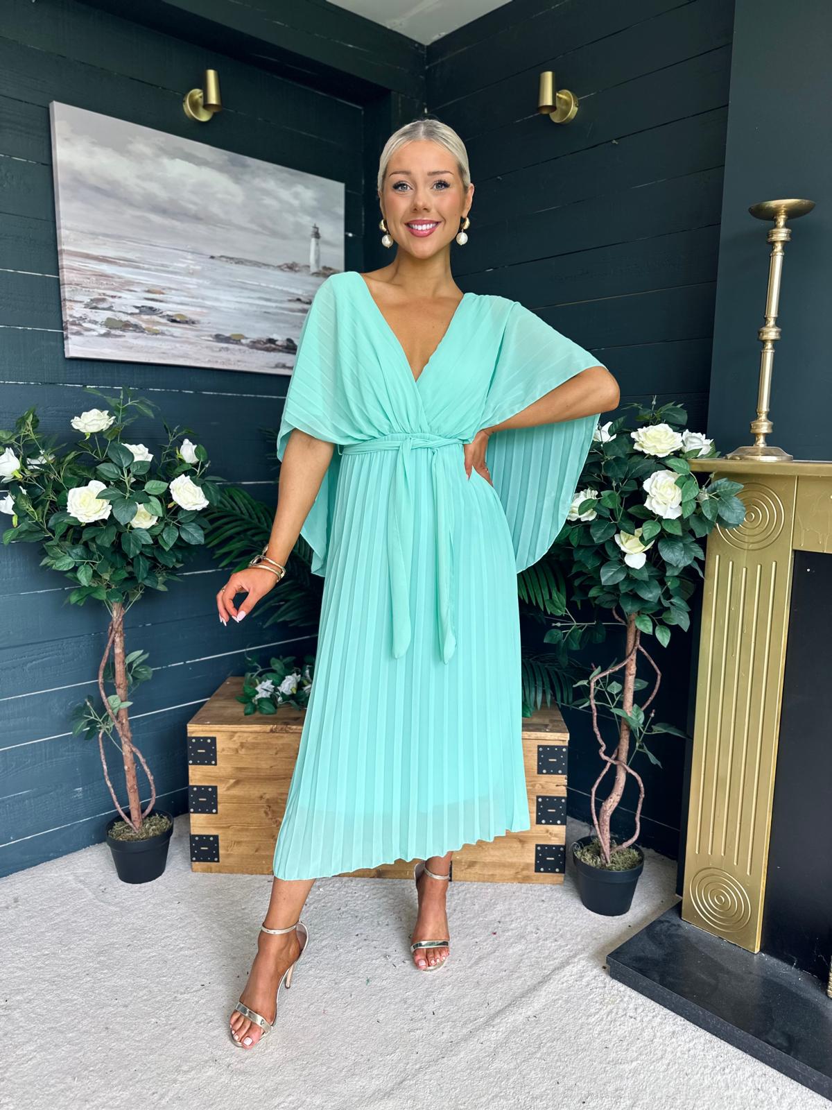 Caoimhe Cape Detail Occasion Dress Pastel