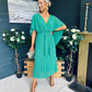 Caoimhe Cape Detail Occasion Dress Green