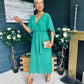 Caoimhe Cape Detail Occasion Dress Green