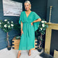Caoimhe Cape Detail Occasion Dress Green