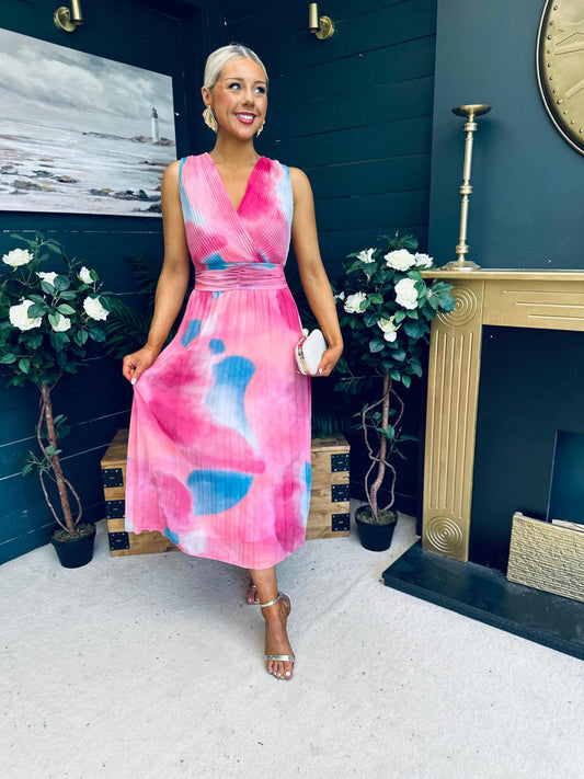 Margot Banded Midi Dress Pink