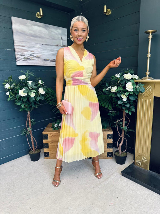Margot Banded Midi Dress Yellow